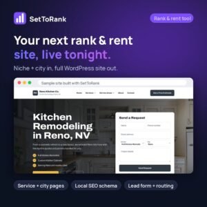 SetToRank rank and rent website builder with a sample kitchen remodeling site